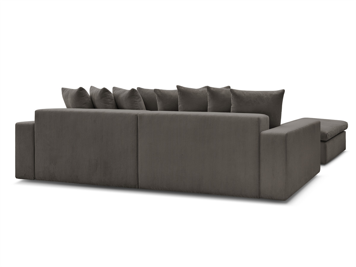 Canapé d'angle fixe ENORE velours côtelé avec pouf