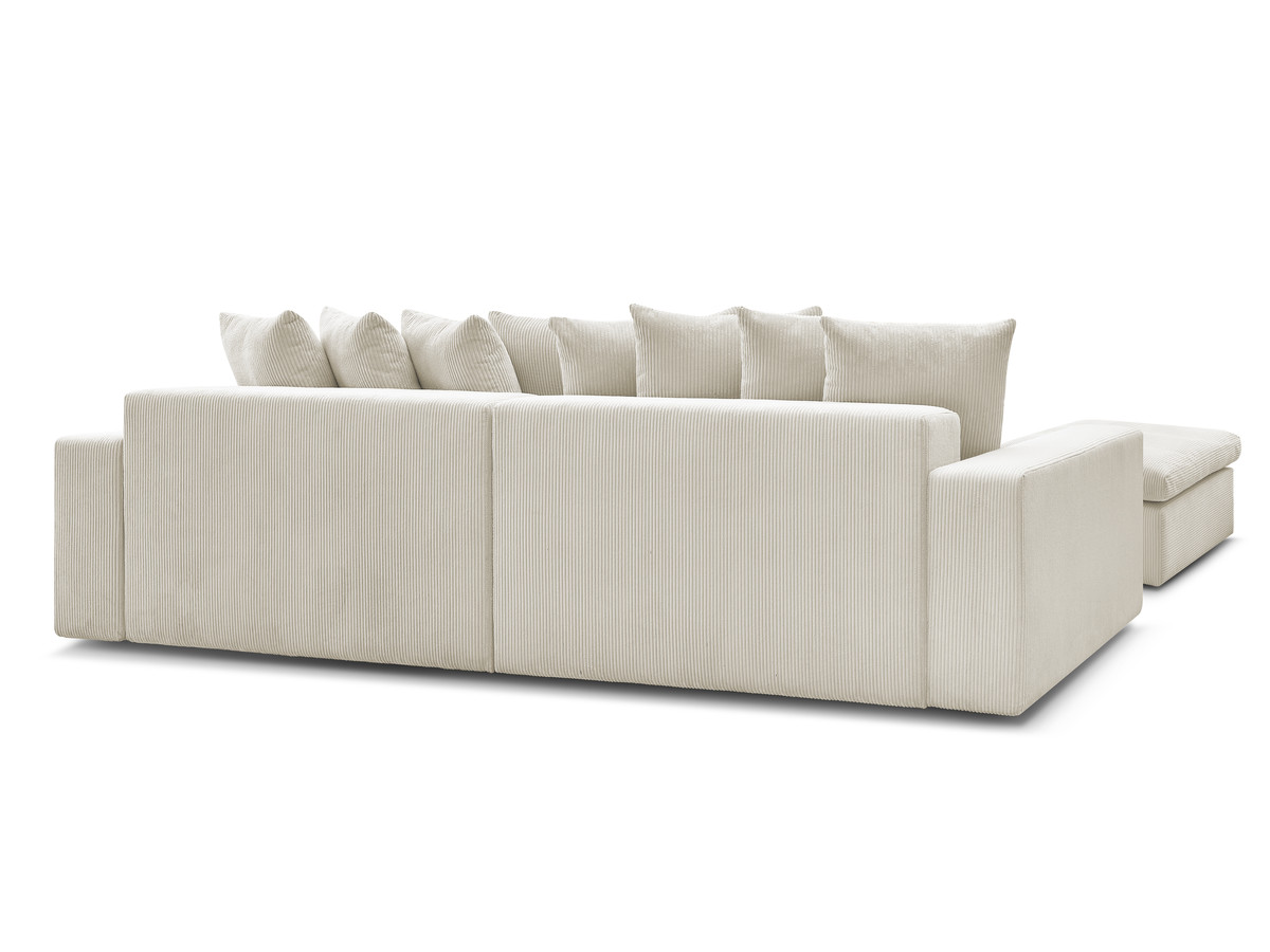 Canapé d'angle fixe ENORE velours côtelé avec pouf