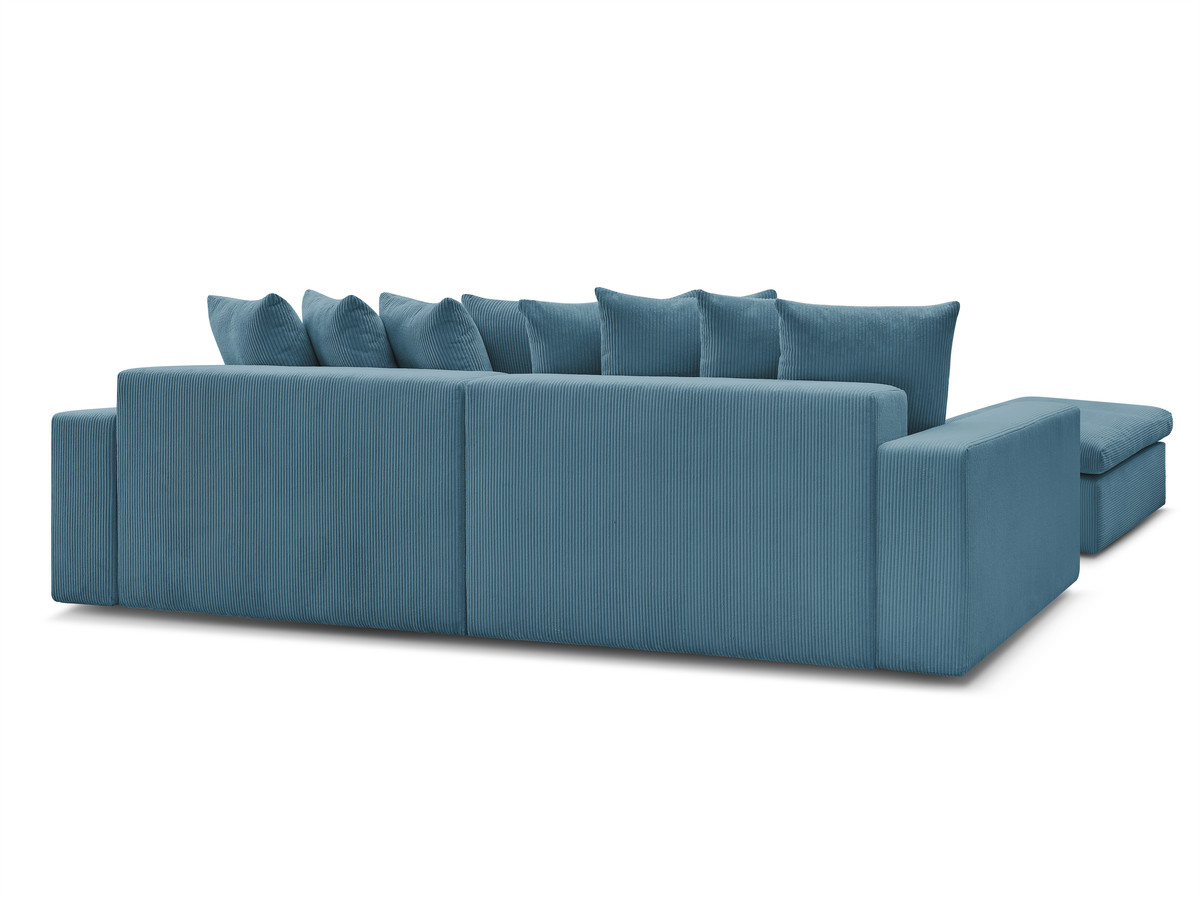 Canapé d'angle fixe ENORE velours côtelé avec pouf