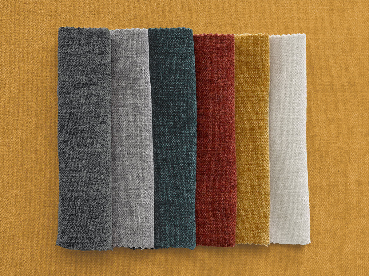 Canapé d'angle ENORE lisse avec pouf jaune — vue 5