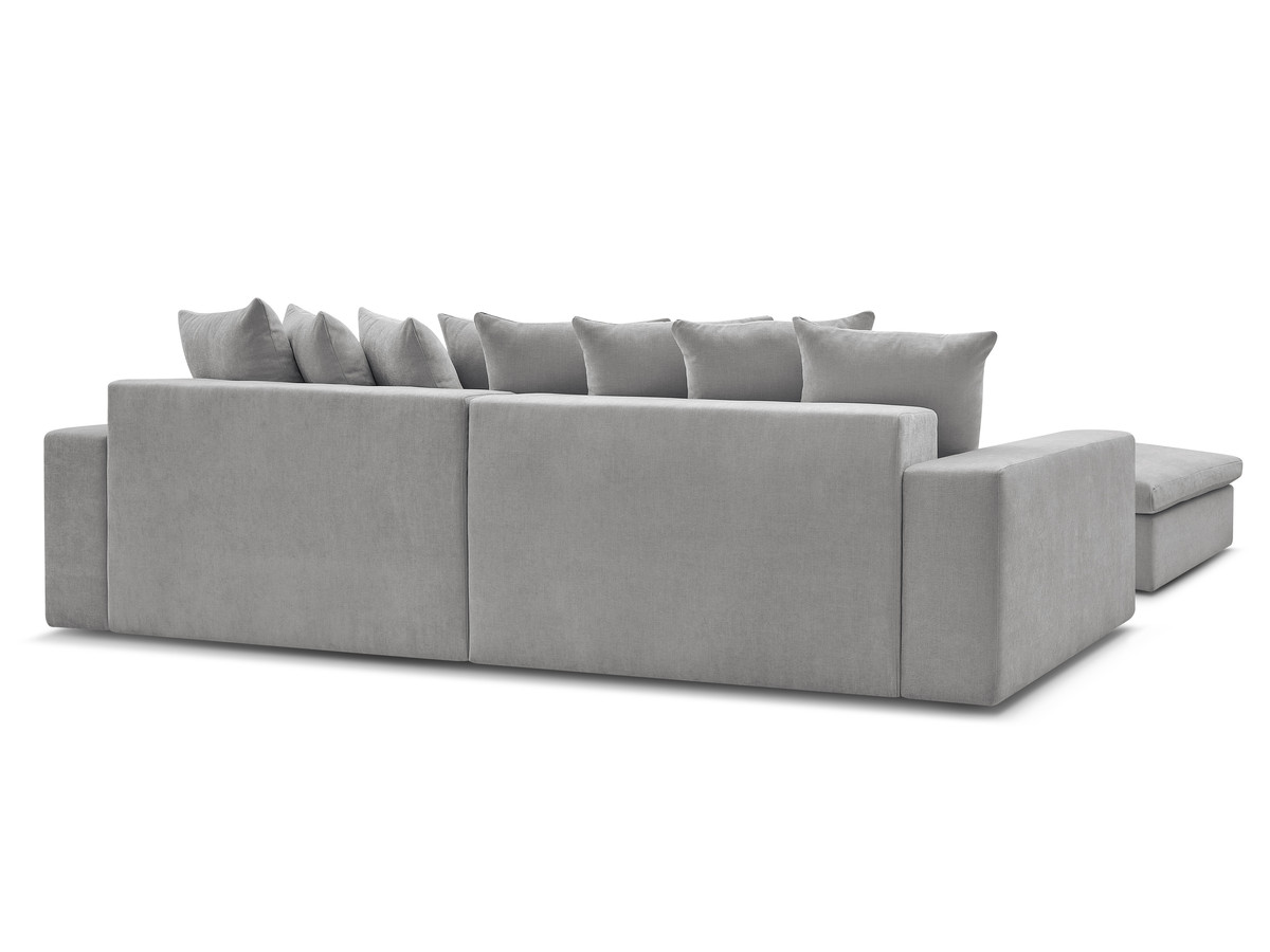 ENORE vaste hoekbank in gladde stof met voetenbank