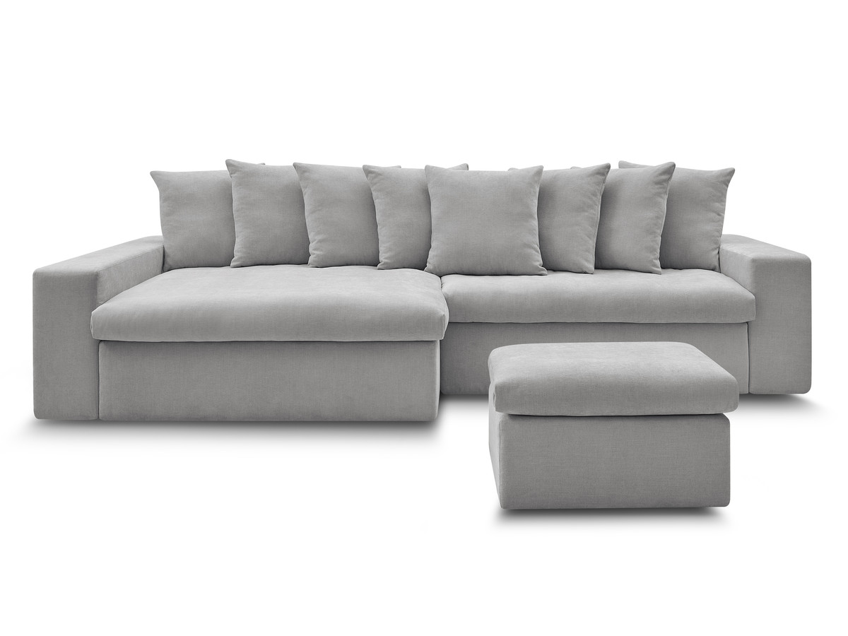 ENORE vaste hoekbank in gladde stof met voetenbank