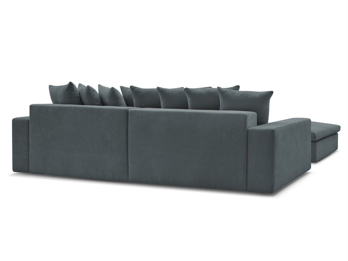 ENORE vaste hoekbank in gladde stof met voetenbank