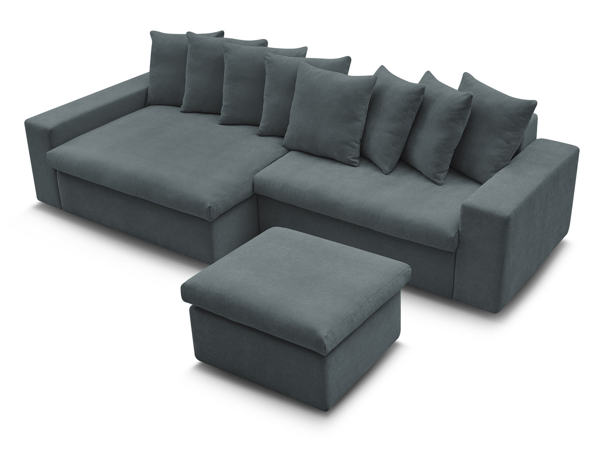 ENORE vaste hoekbank in gladde stof met voetenbank