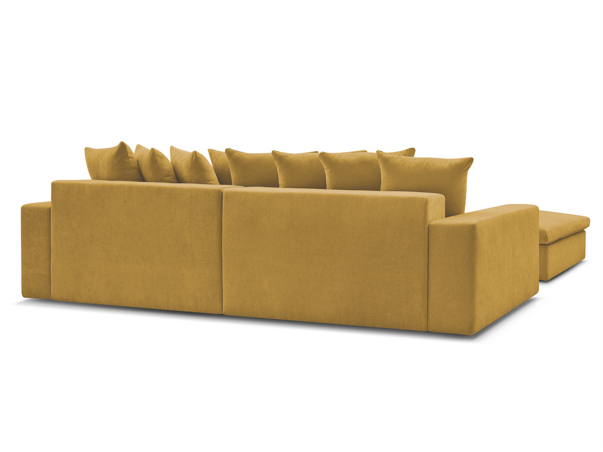 ENORE vaste hoekbank in gladde stof met voetenbank