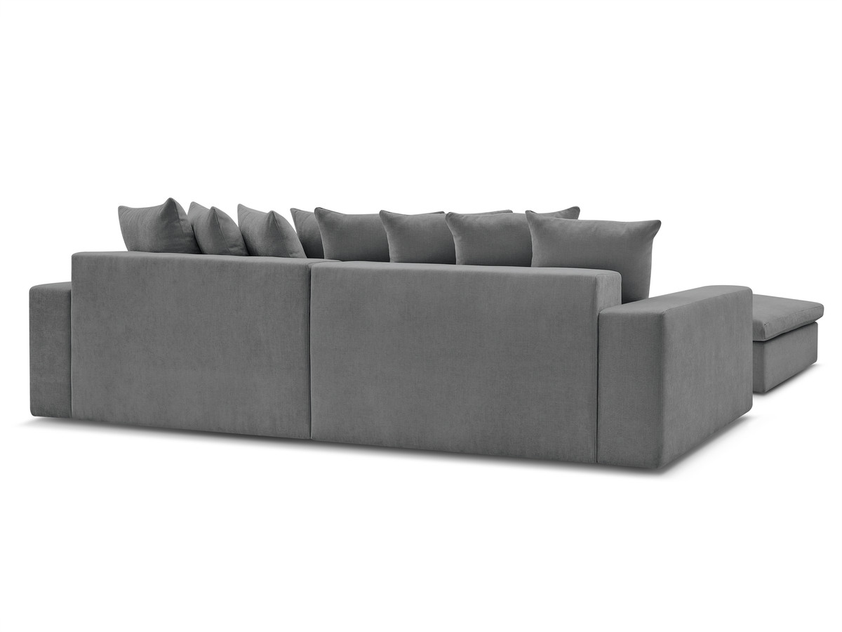 ENORE vaste hoekbank in gladde stof met voetenbank