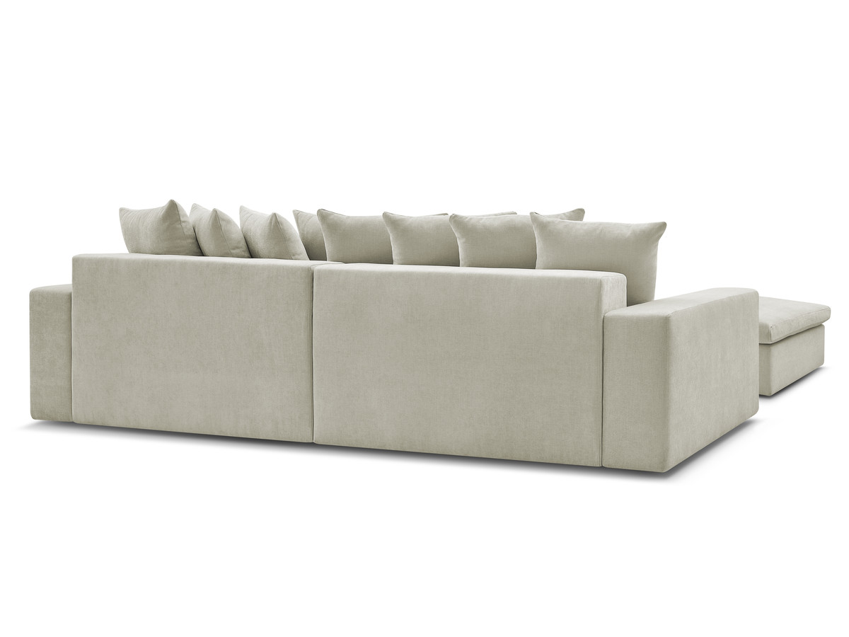 ENORE vaste hoekbank in gladde stof met voetenbank