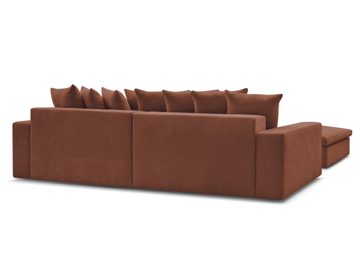 ENORE vaste hoekbank in gladde stof met voetenbank