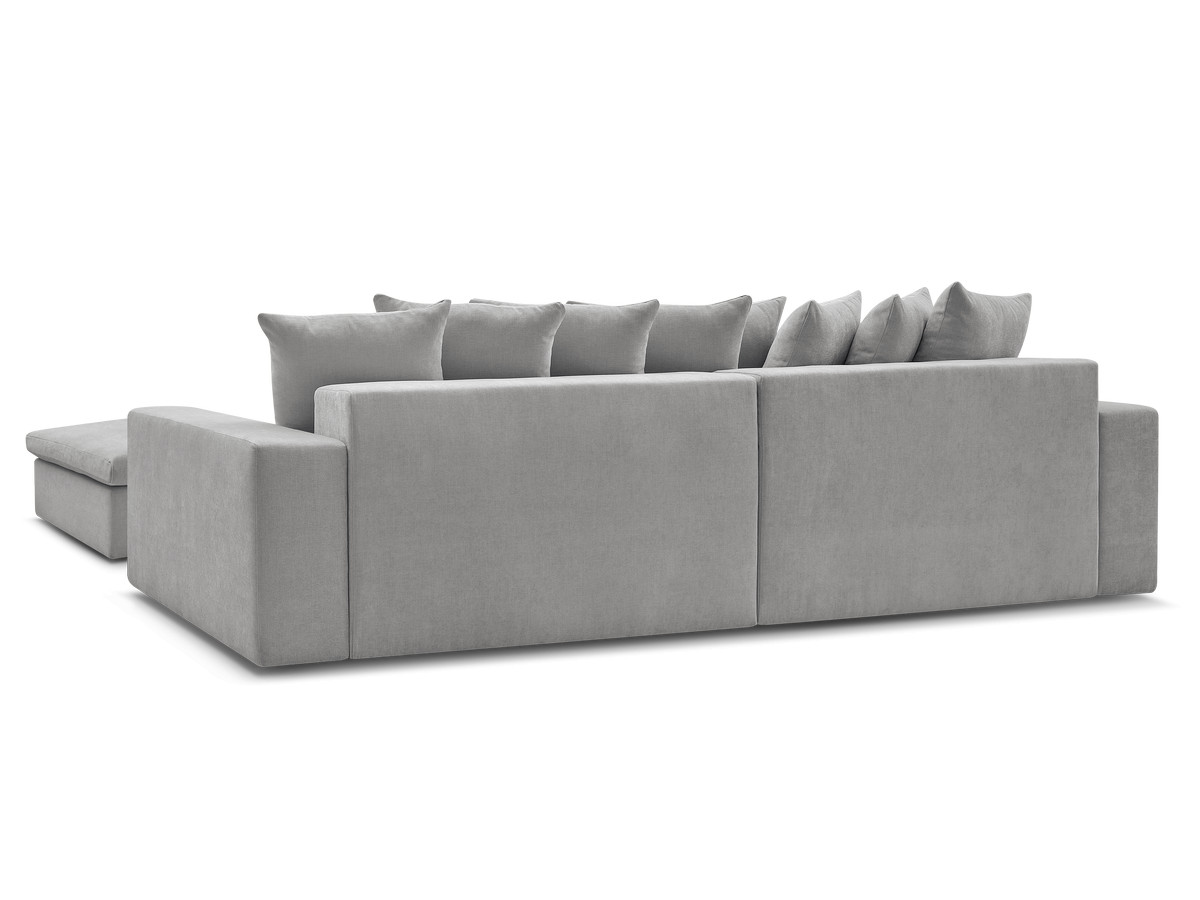 ENORE vaste hoekbank in gladde stof met voetenbank