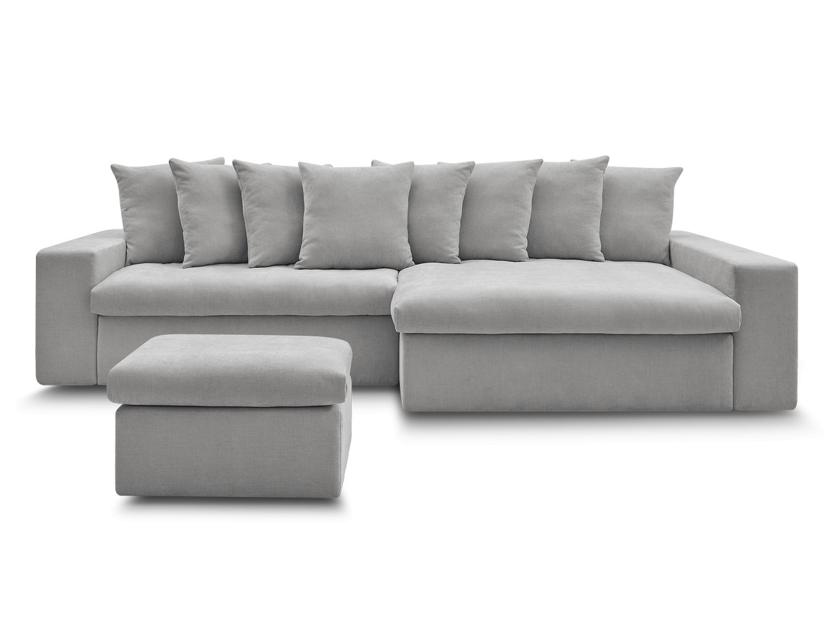 ENORE vaste hoekbank in gladde stof met voetenbank