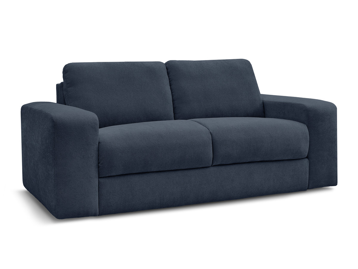 ibiza slaapbank met snelopeningsmechanisme en structuurstof gekleurd donkerblauw