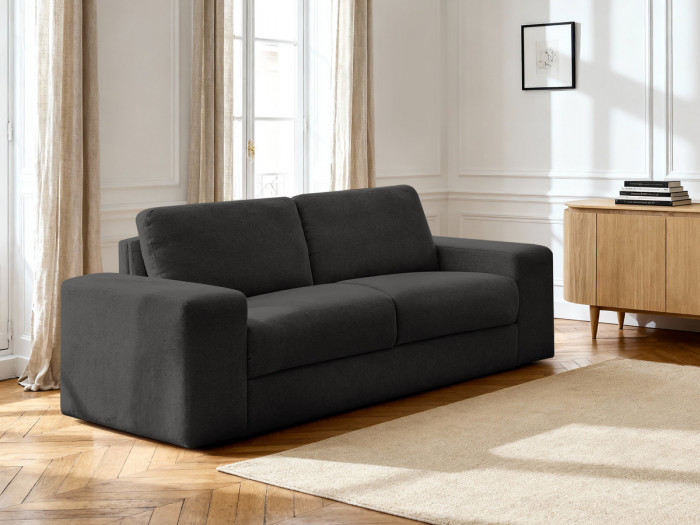 Canapé droit convertible IBIZA ouverture express tissu texturé
