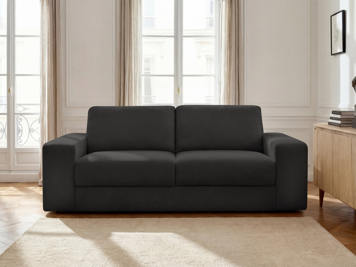 Canapé droit convertible IBIZA texturé noir — vue 4