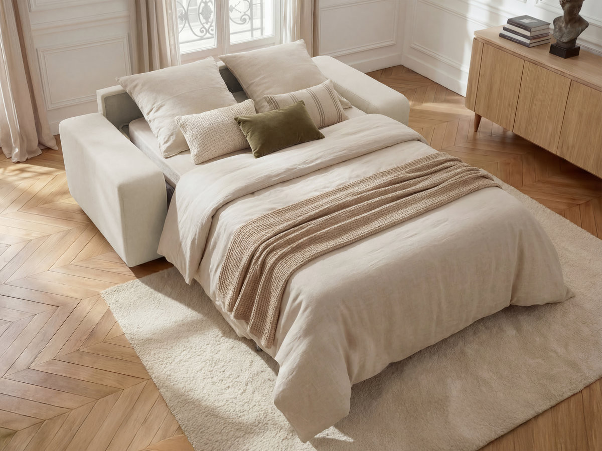 IBIZA slaapbank met snelopeningsmechanisme en structuurstof