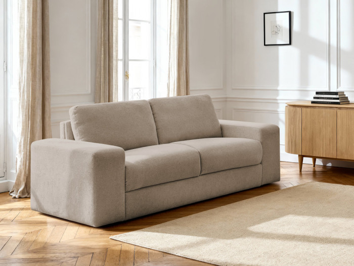 Canapé droit convertible IBIZA ouverture express tissu texturé