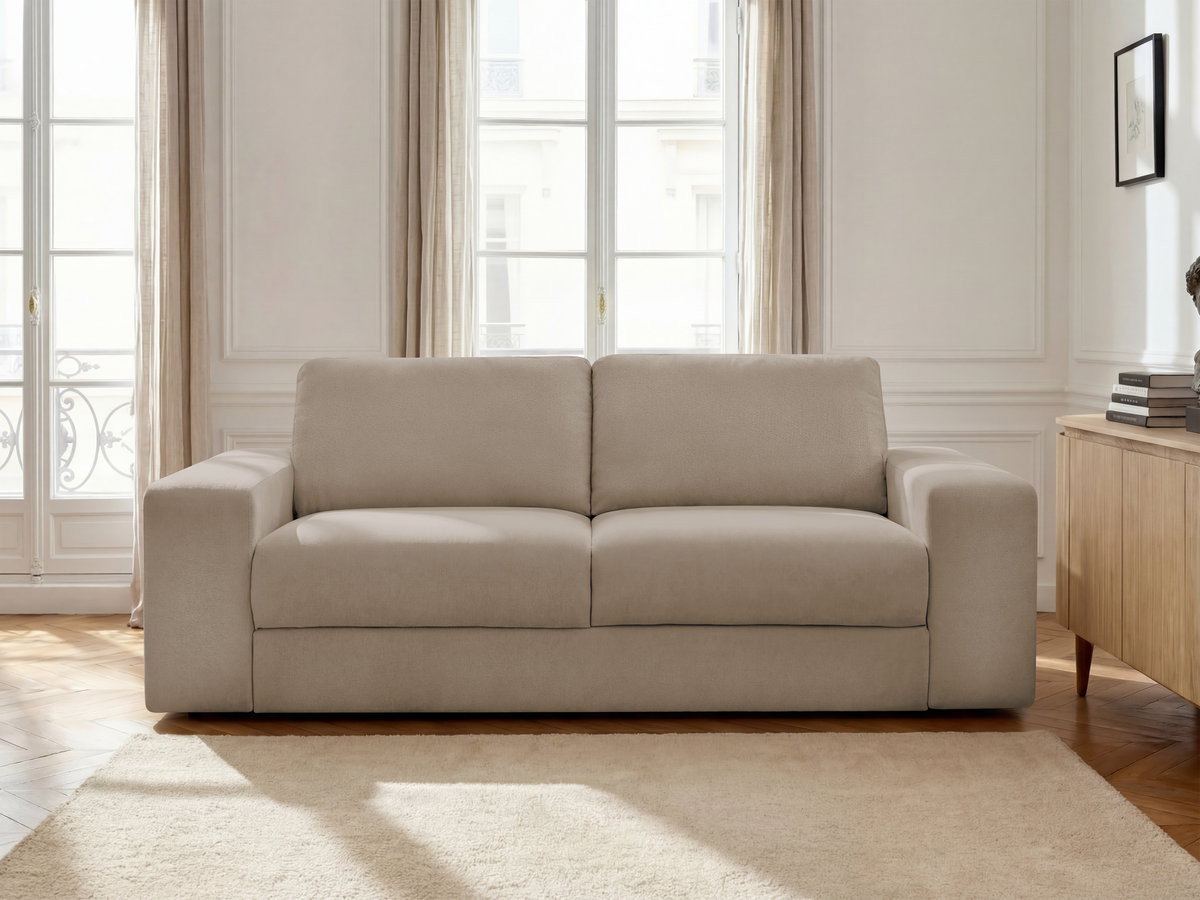 Canapé droit convertible IBIZA texturé taupe — vue 4