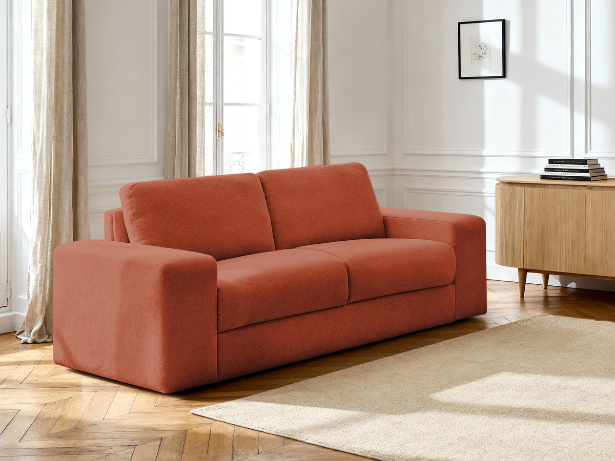 Canapé droit convertible IBIZA texturé orange