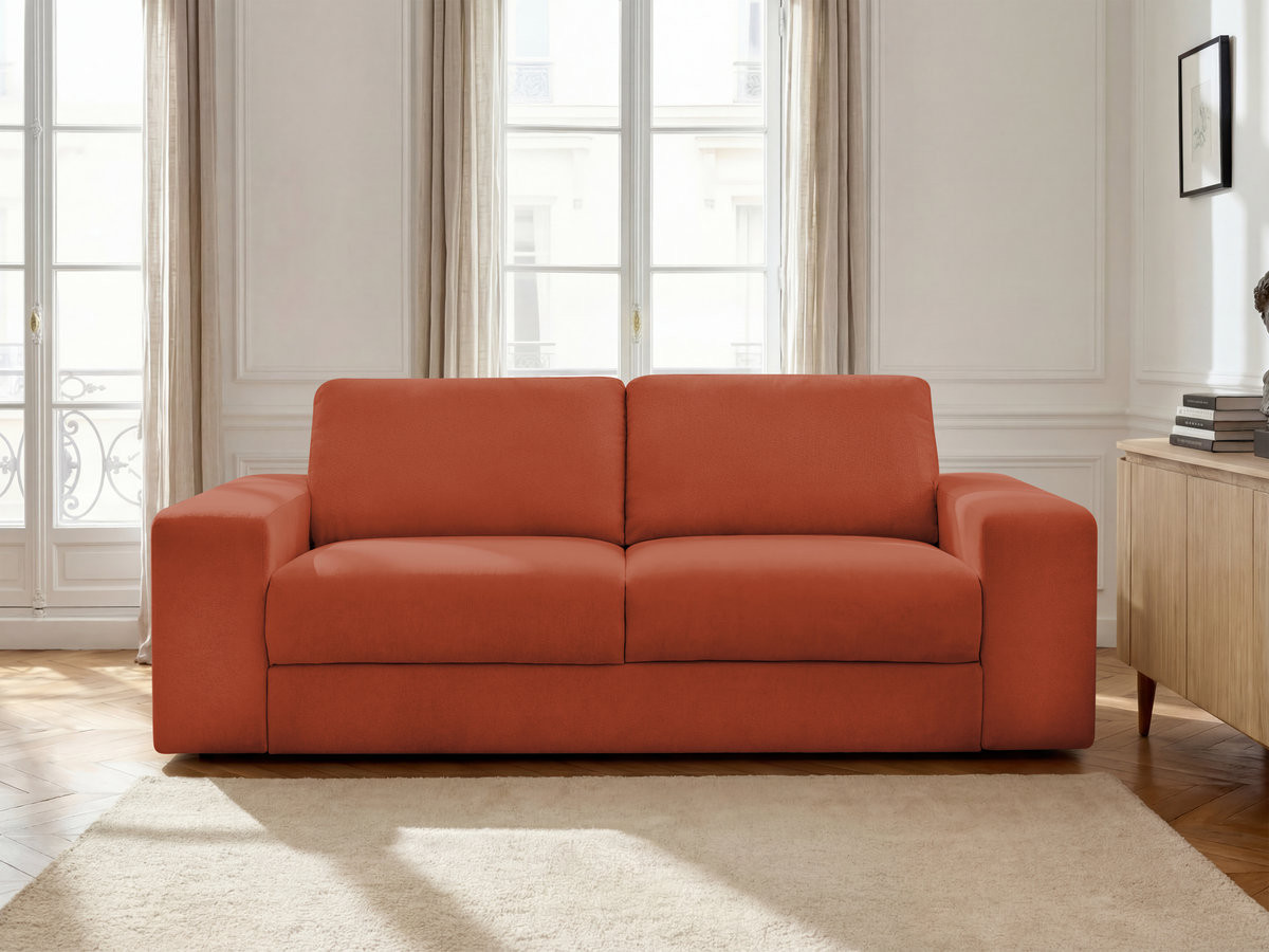 Canapé droit convertible IBIZA texturé orange — vue 4