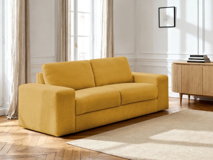 Canapé droit convertible IBIZA ouverture express tissu texturé