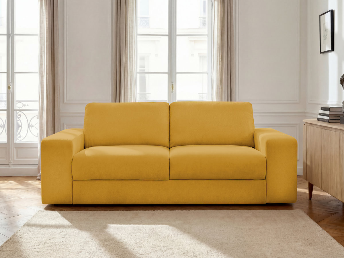 Canapé droit convertible IBIZA texturé jaune — vue 4