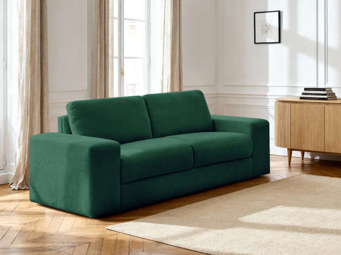 Canapé droit convertible IBIZA ouverture express tissu texturé