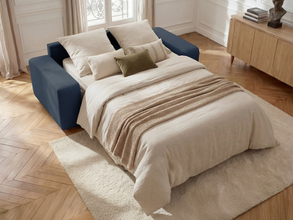 Canapé droit convertible IBIZA texturé bleu foncé — vue 6