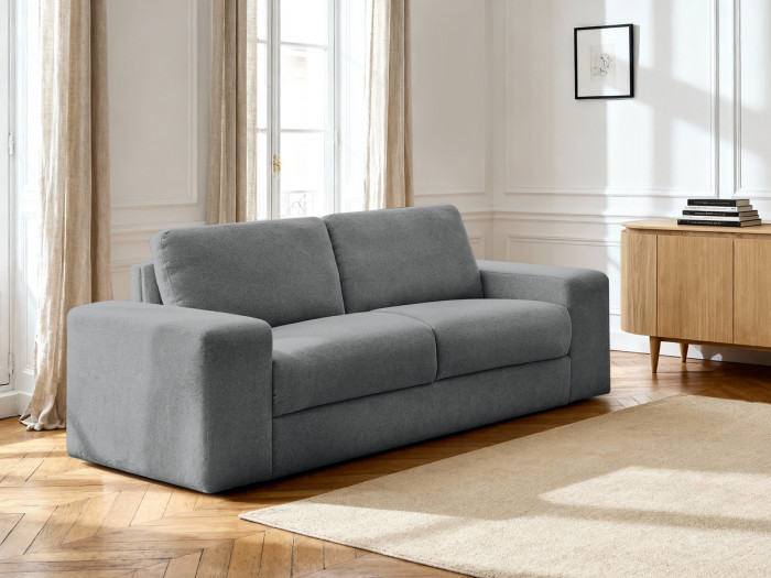 Canapé droit convertible IBIZA ouverture express tissu texturé