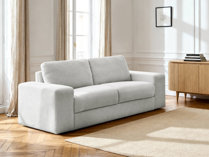 Canapé droit convertible IBIZA ouverture express tissu texturé