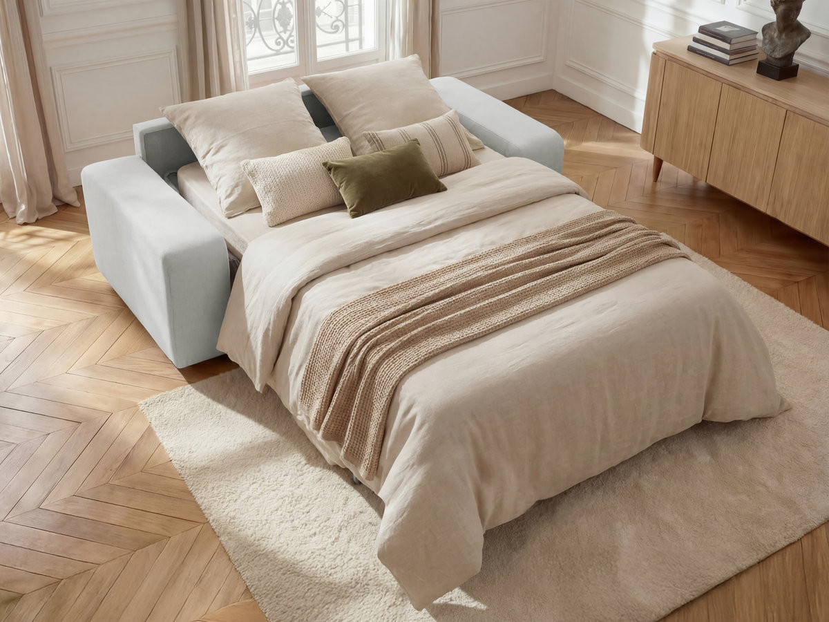 Canapé droit convertible IBIZA texturé gris clair — vue 6