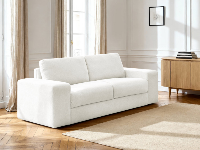 Canapé droit convertible IBIZA ouverture express tissu texturé