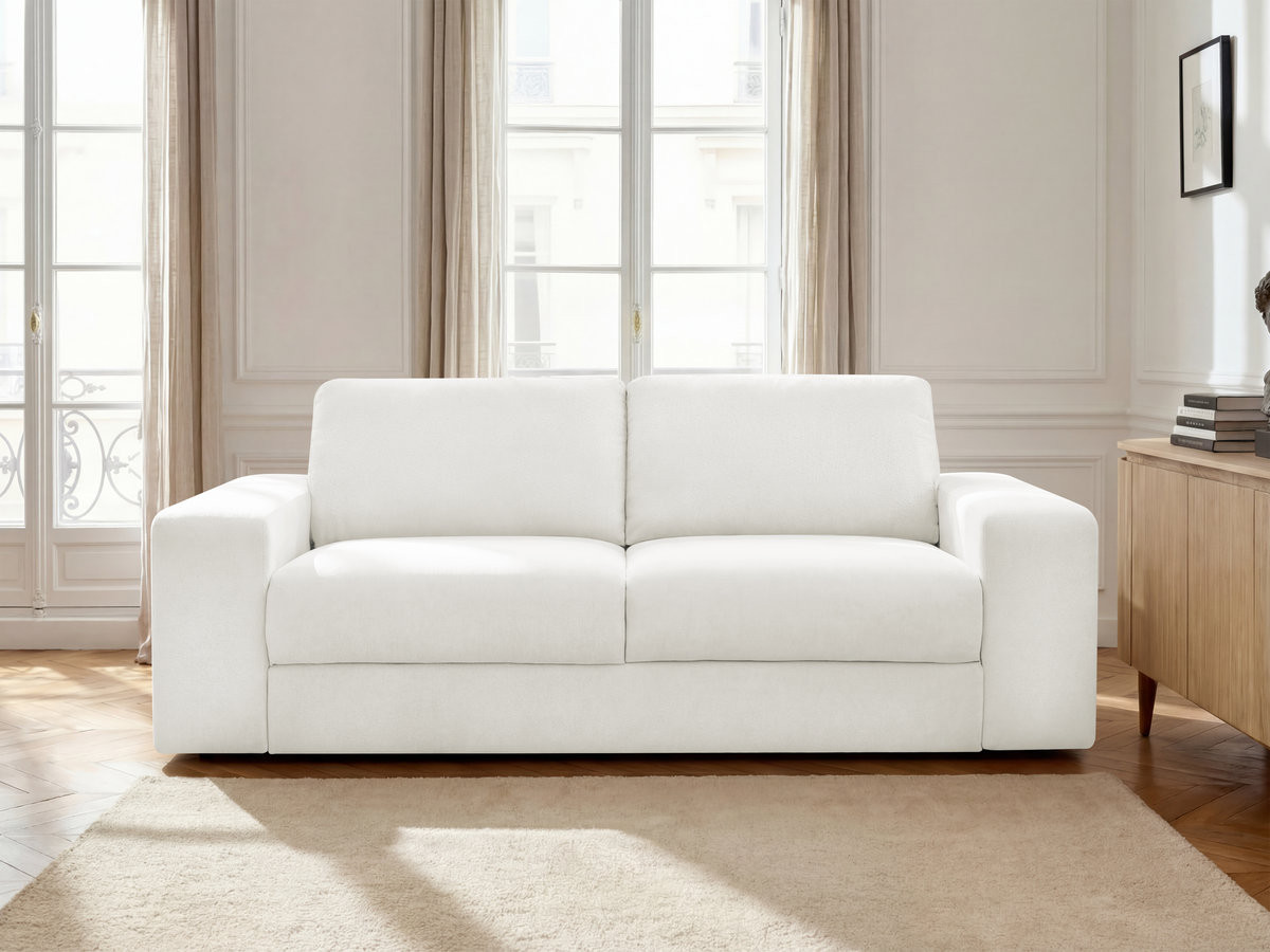 Canapé droit convertible IBIZA texturé blanc — vue 4