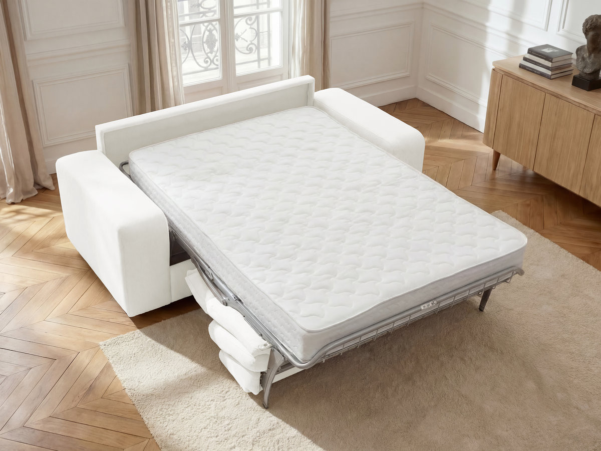 Canapé droit convertible IBIZA texturé blanc — vue 6