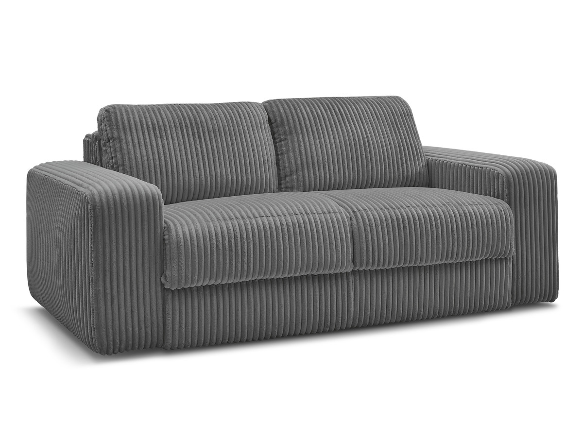 canapé droit convertible ibiza ouverture express velours côtelé de couleur gris foncé