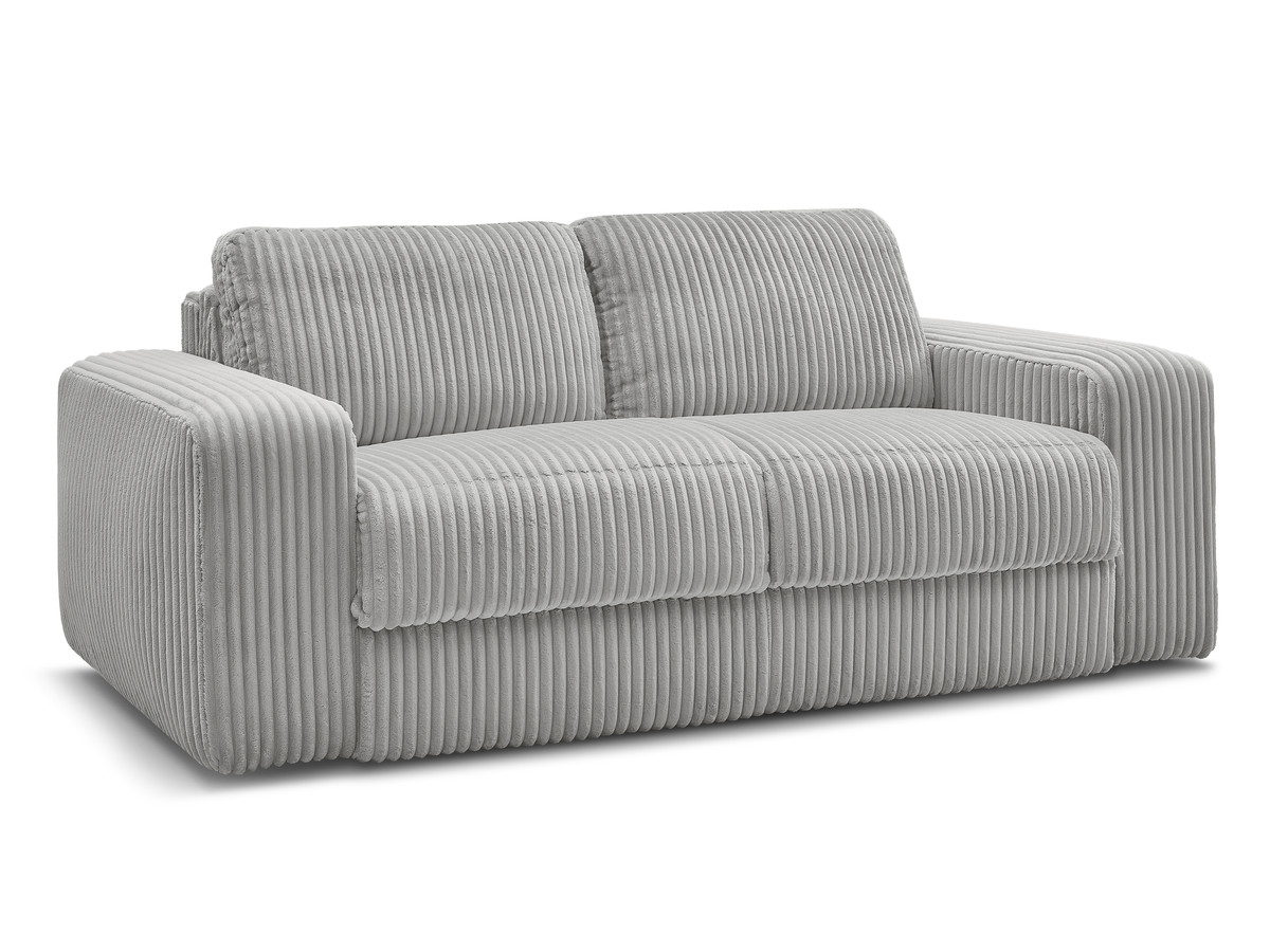 canapé droit convertible ibiza ouverture express velours côtelé de couleur gris clair