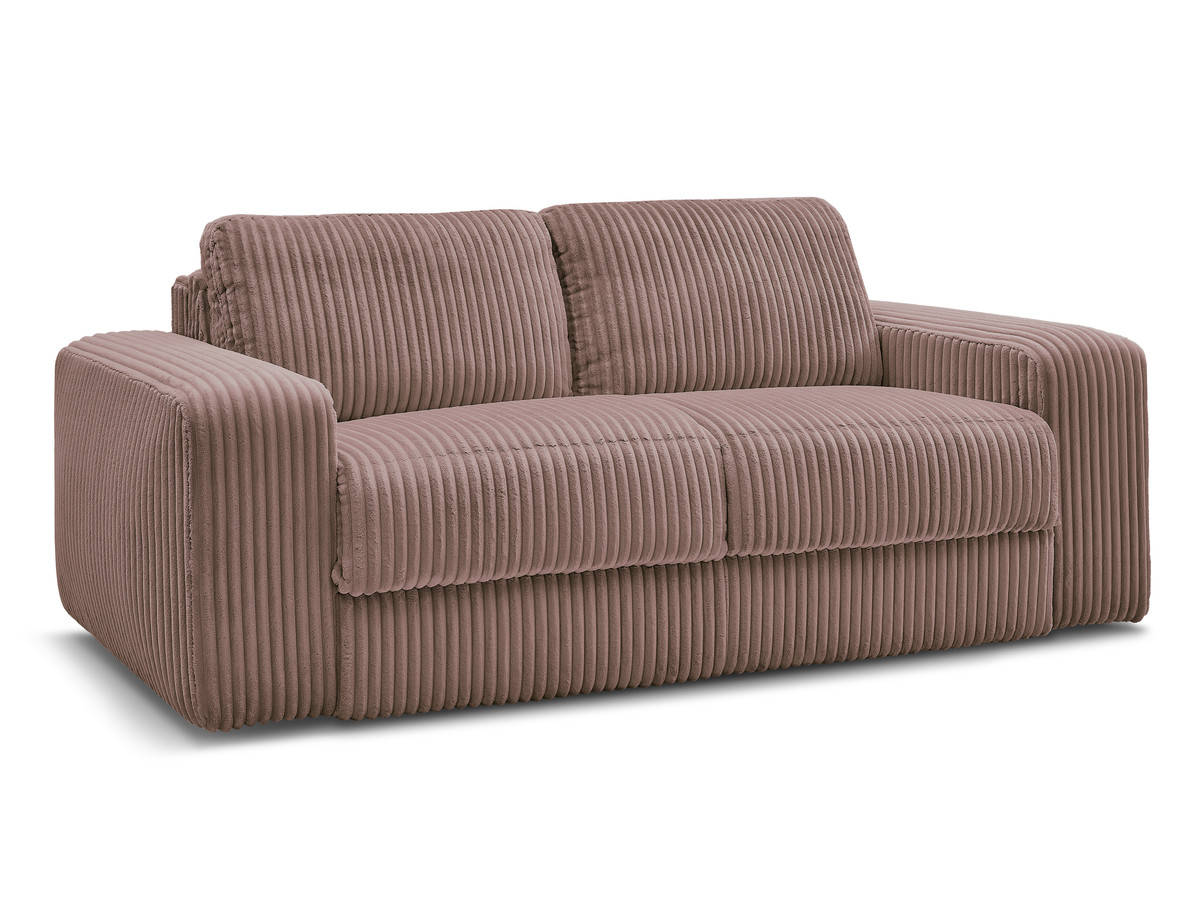 canapé droit convertible ibiza ouverture express velours côtelé de couleur rose