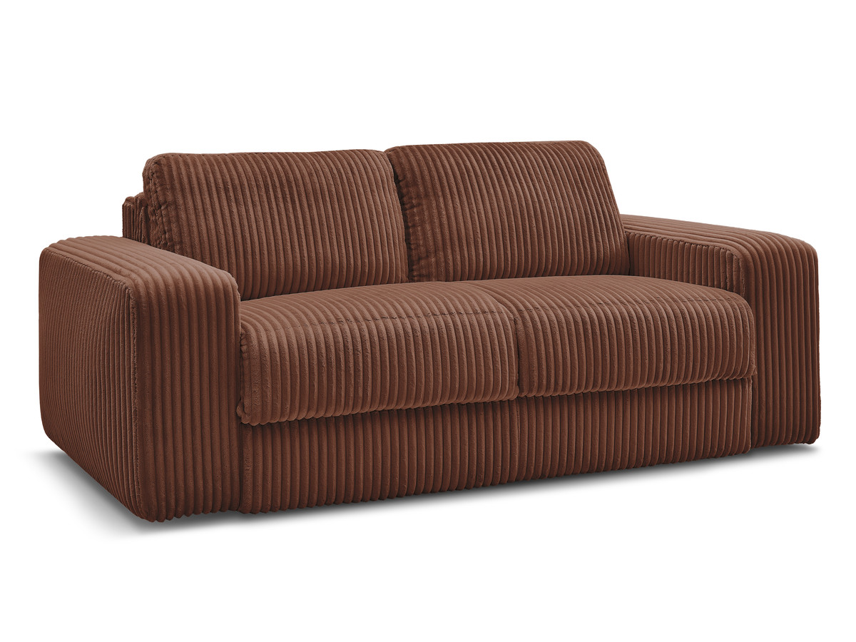 canapé droit convertible ibiza ouverture express velours côtelé de couleur orange