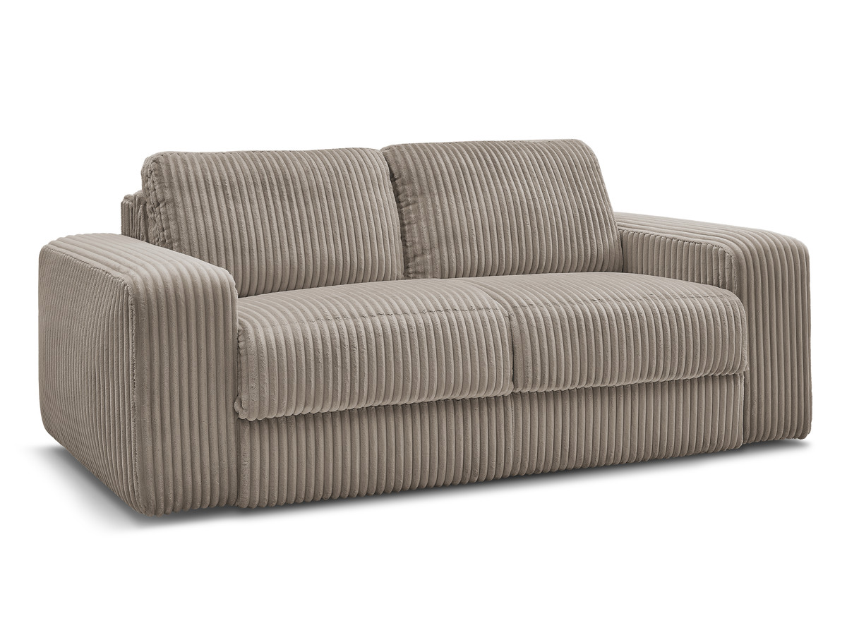 canapé droit convertible ibiza ouverture express velours côtelé de couleur taupe