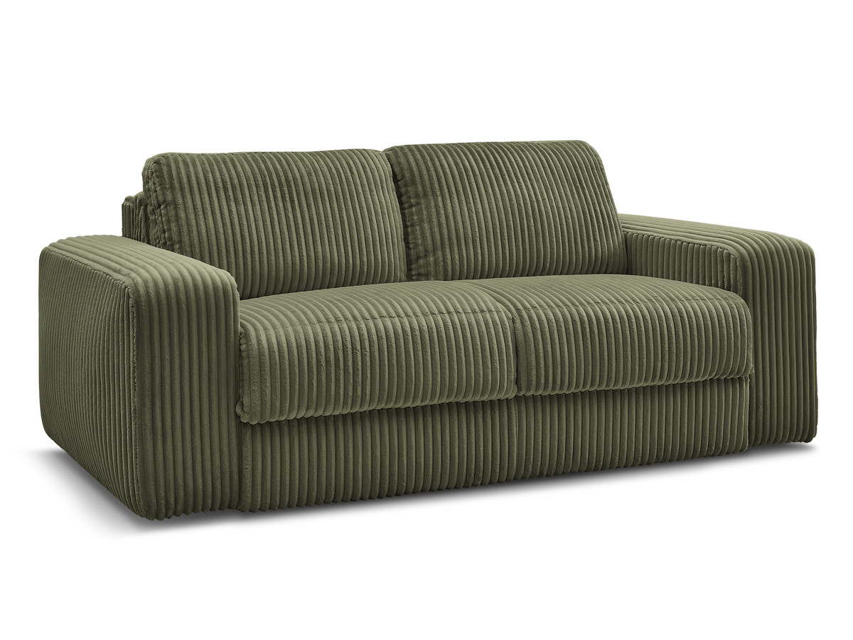 canapé droit convertible ibiza ouverture express velours côtelé de couleur vert
