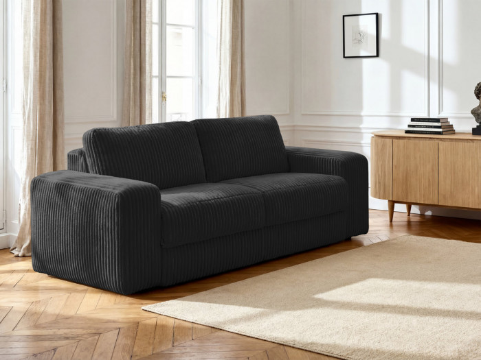 Canapé droit convertible IBIZA ouverture express velours côtelé