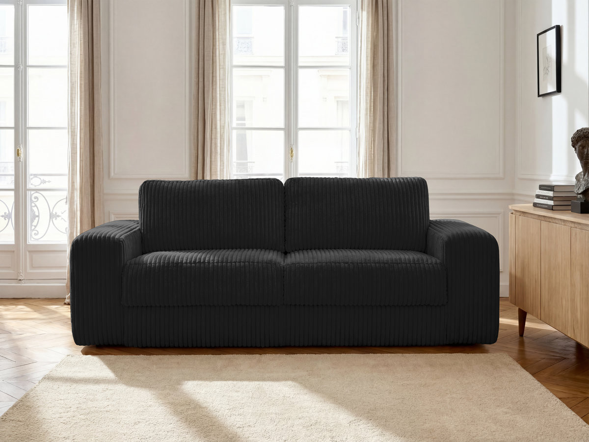 Canapé droit convertible IBIZA ouverture express velours côtelé