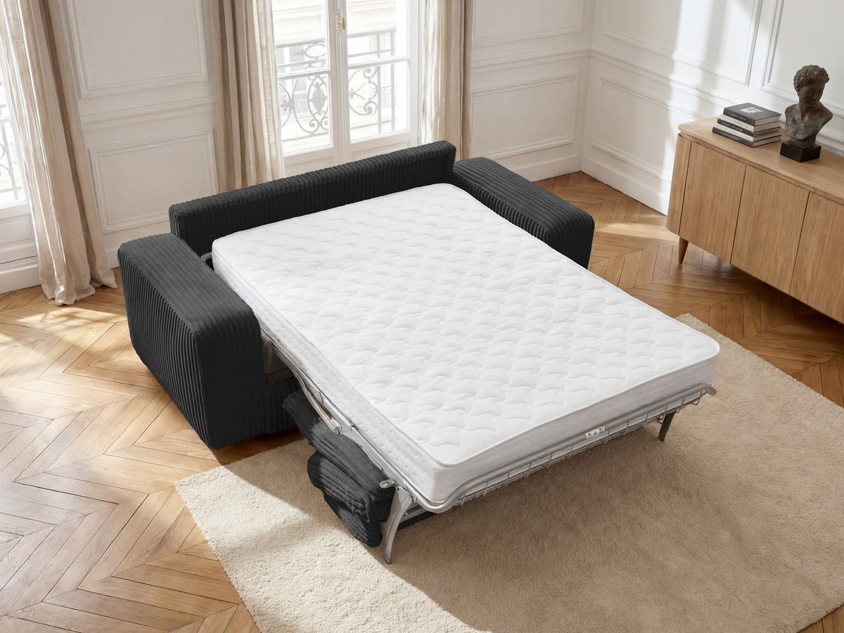 Canapé droit convertible IBIZA ouverture express velours côtelé