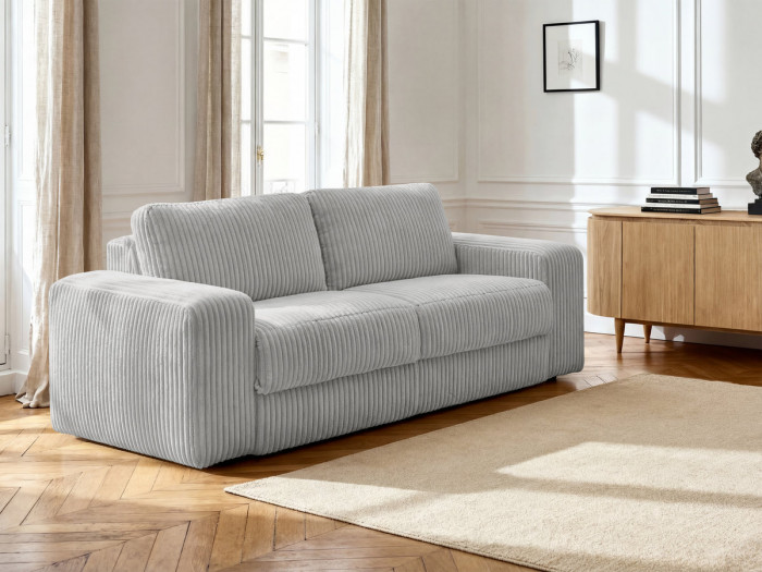 Canapé droit convertible IBIZA ouverture express velours côtelé