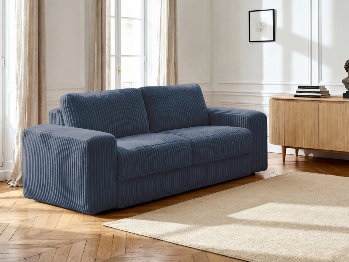 Canapé droit convertible IBIZA ouverture express velours côtelé