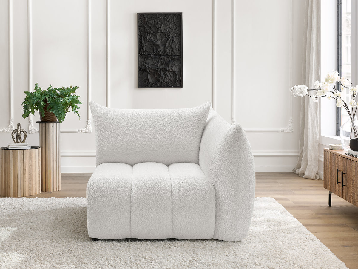 Chauffeuse 1 place avec accoudoir pour canapé modulable AZRA bouclette blanc — vue 5