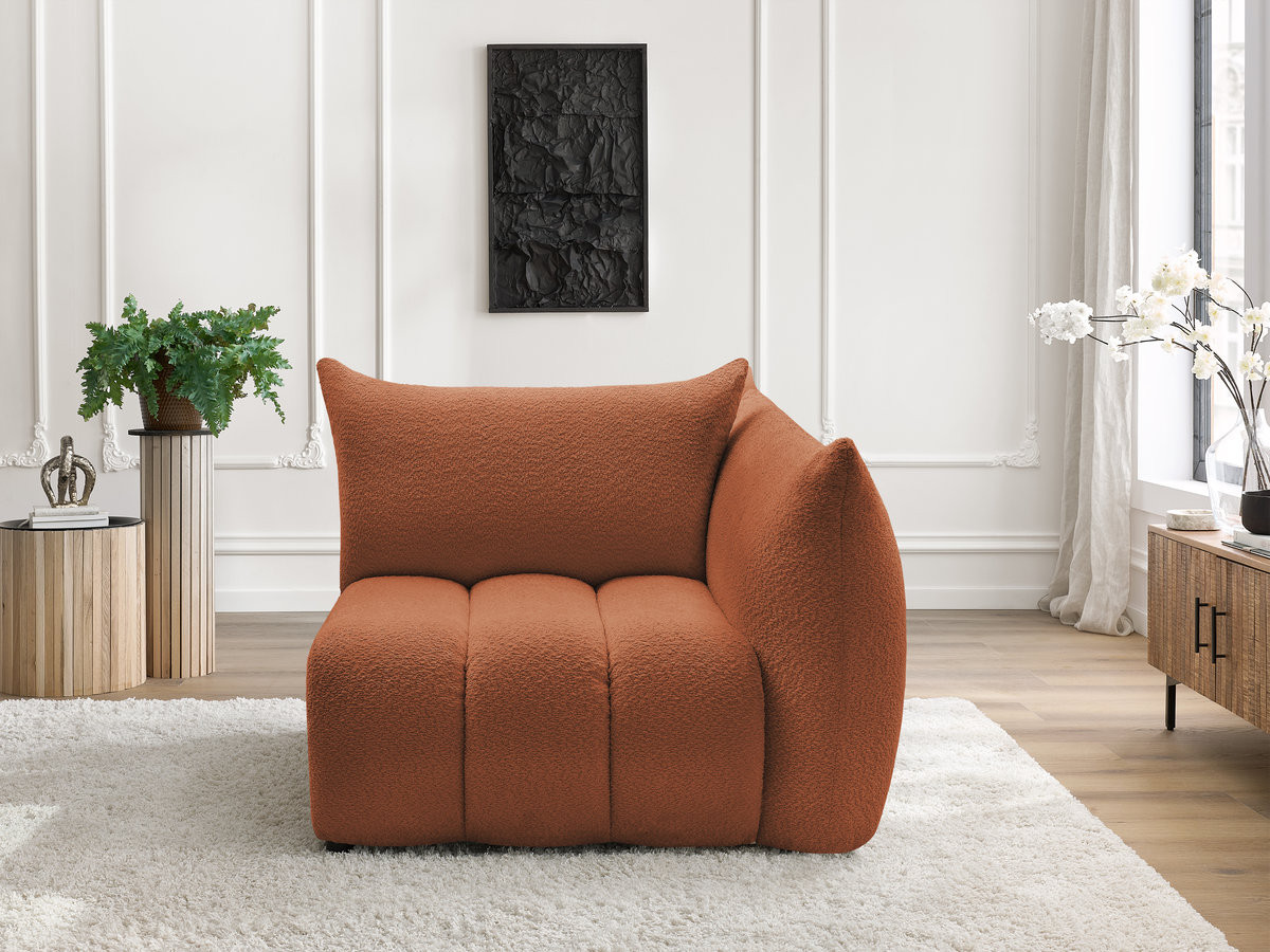 Chauffeuse 1 place avec accoudoir pour canapé modulable AZRA bouclette orange — vue 5