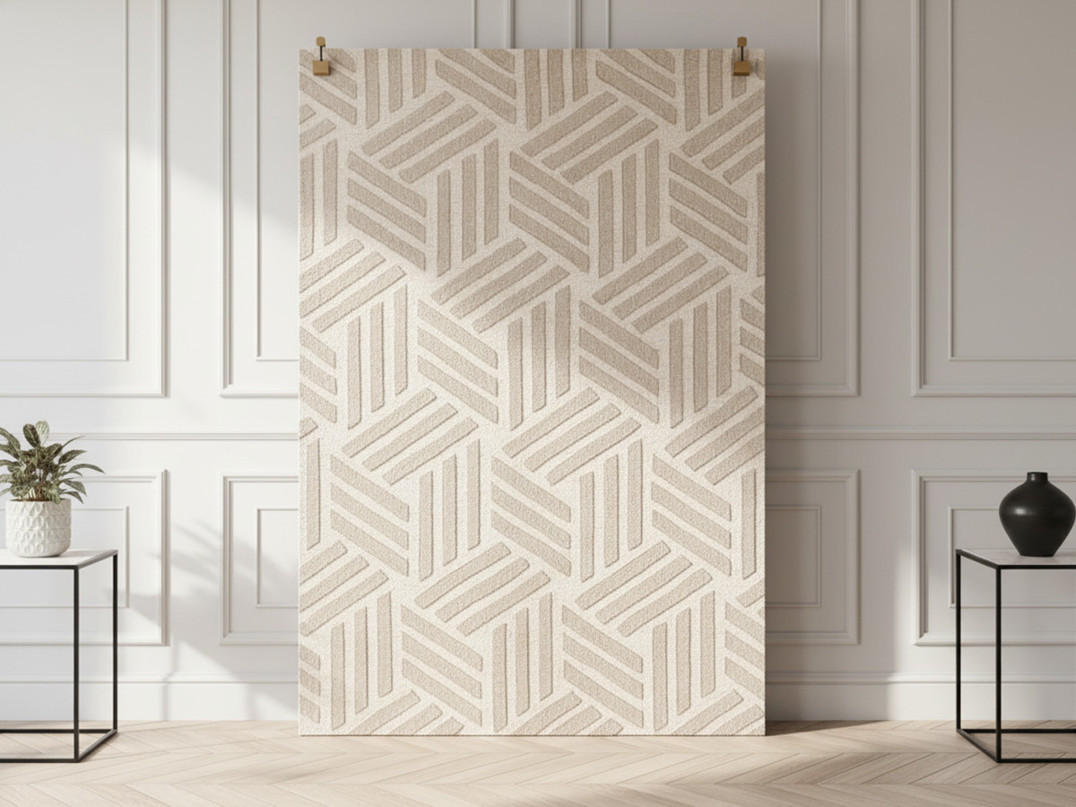 Tapis poil ras OSTARA motif géometrique Tapis poil ras OSTARA motif géometrique