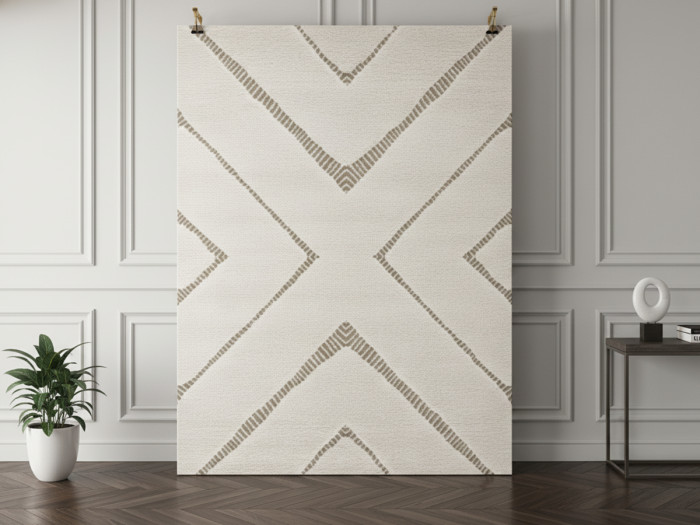 Tapis poils ras RACHIDA motif graphique