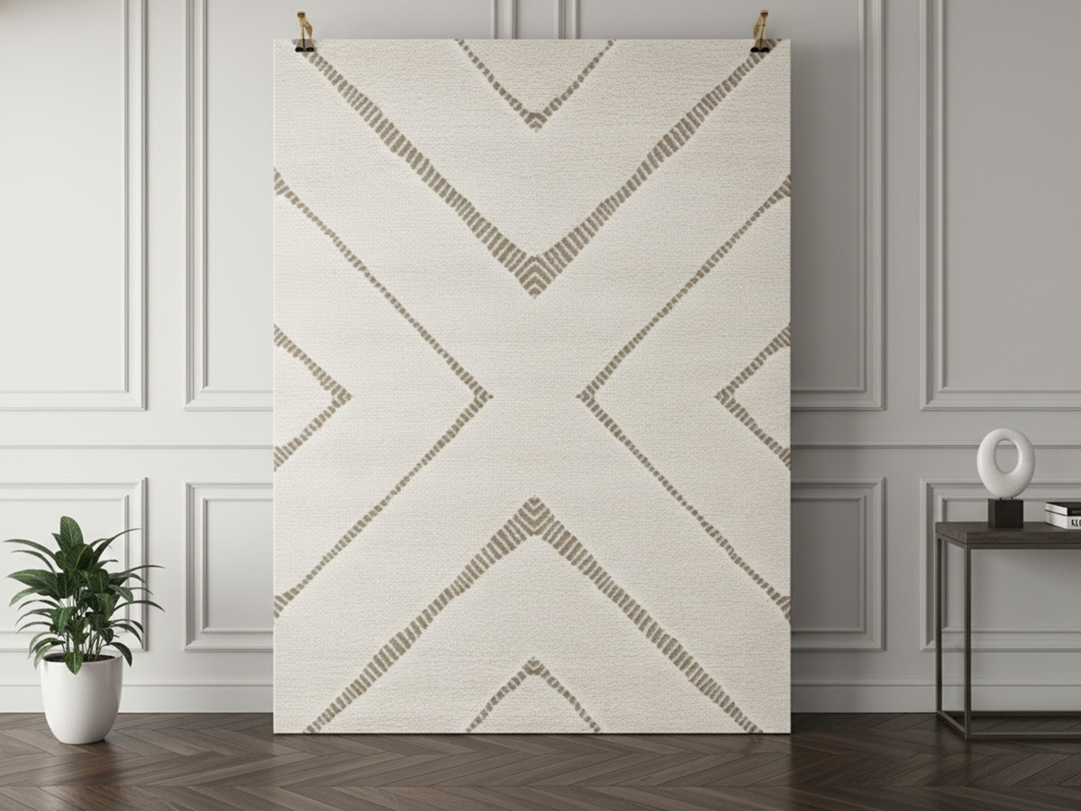 Tapis poils ras RACHIDA motif graphique