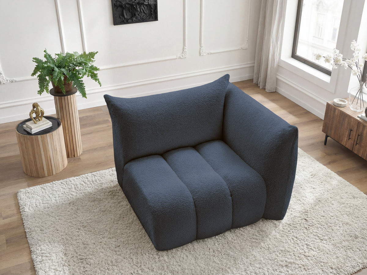 1-zits chaise longue met armleuning voor modulaire bank AZRA, bouclé stof