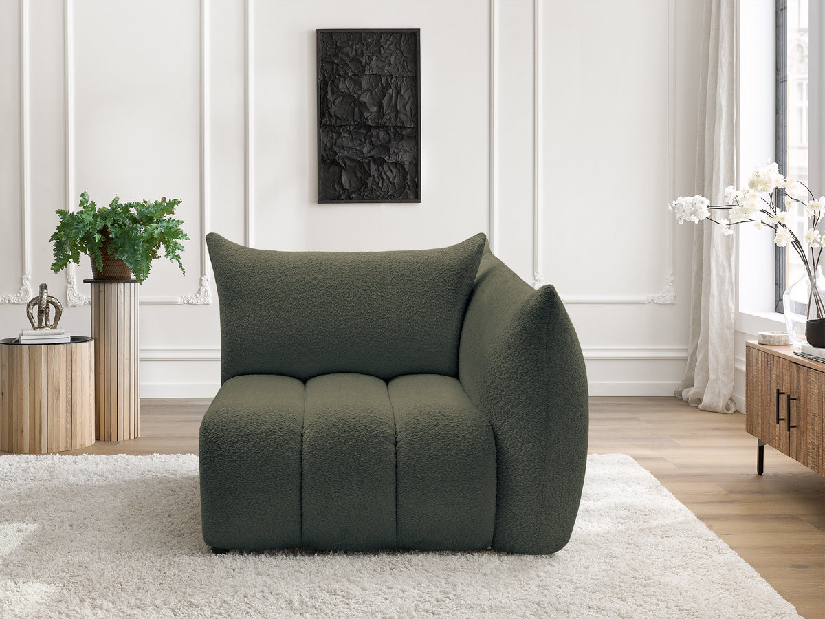 Chauffeuse 1 place avec accoudoir pour canapé modulable AZRA bouclette vert — vue 5